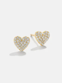 Whole Lotta Heart 18K Gold Vermeil Kids' Earrings - Pavé Heart