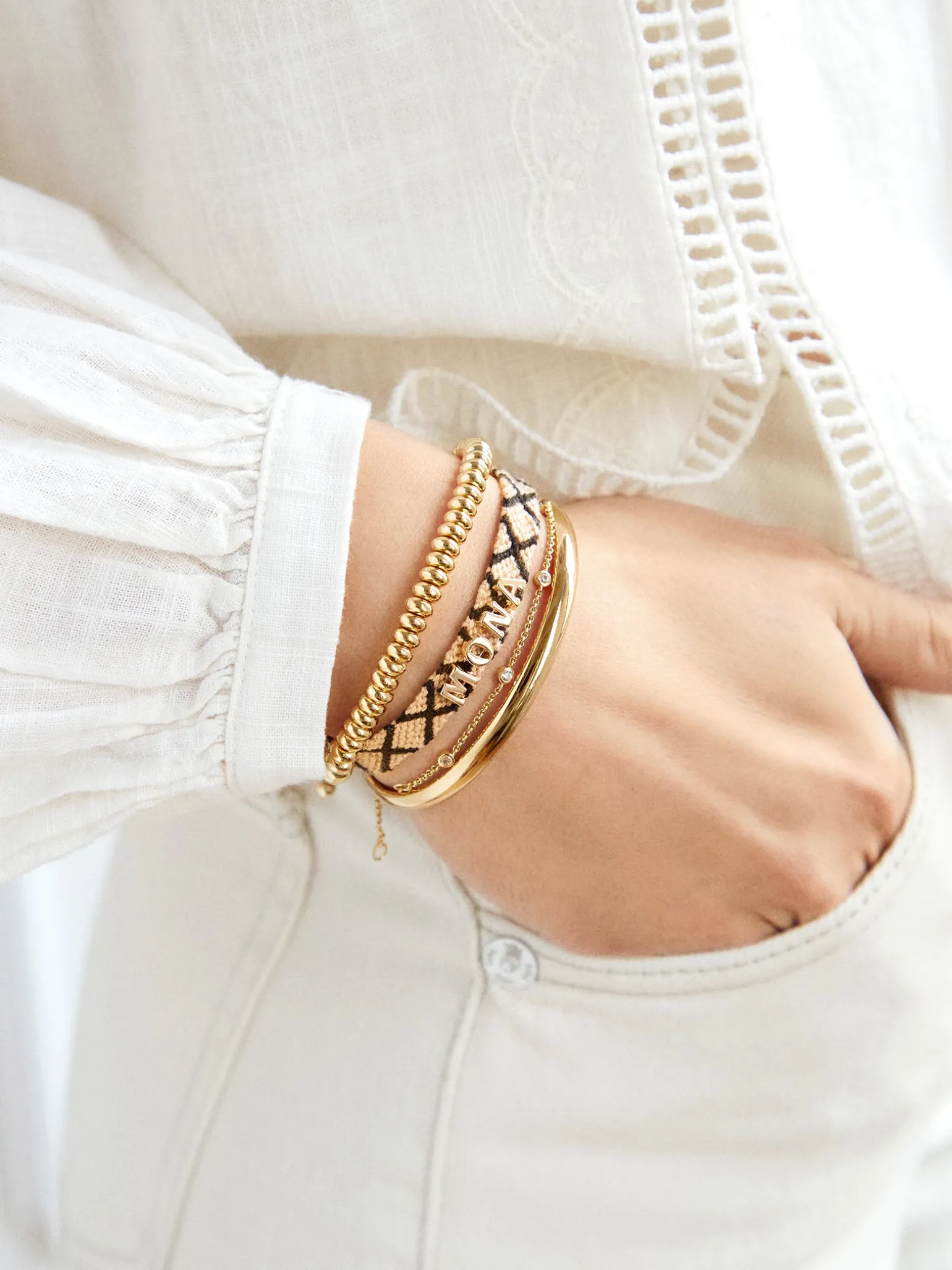 Woven Custom Friendship Bracelet - Neutral Criss Cross