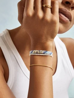 Woven Custom Friendship Bracelet - Blue Ombre Stripe