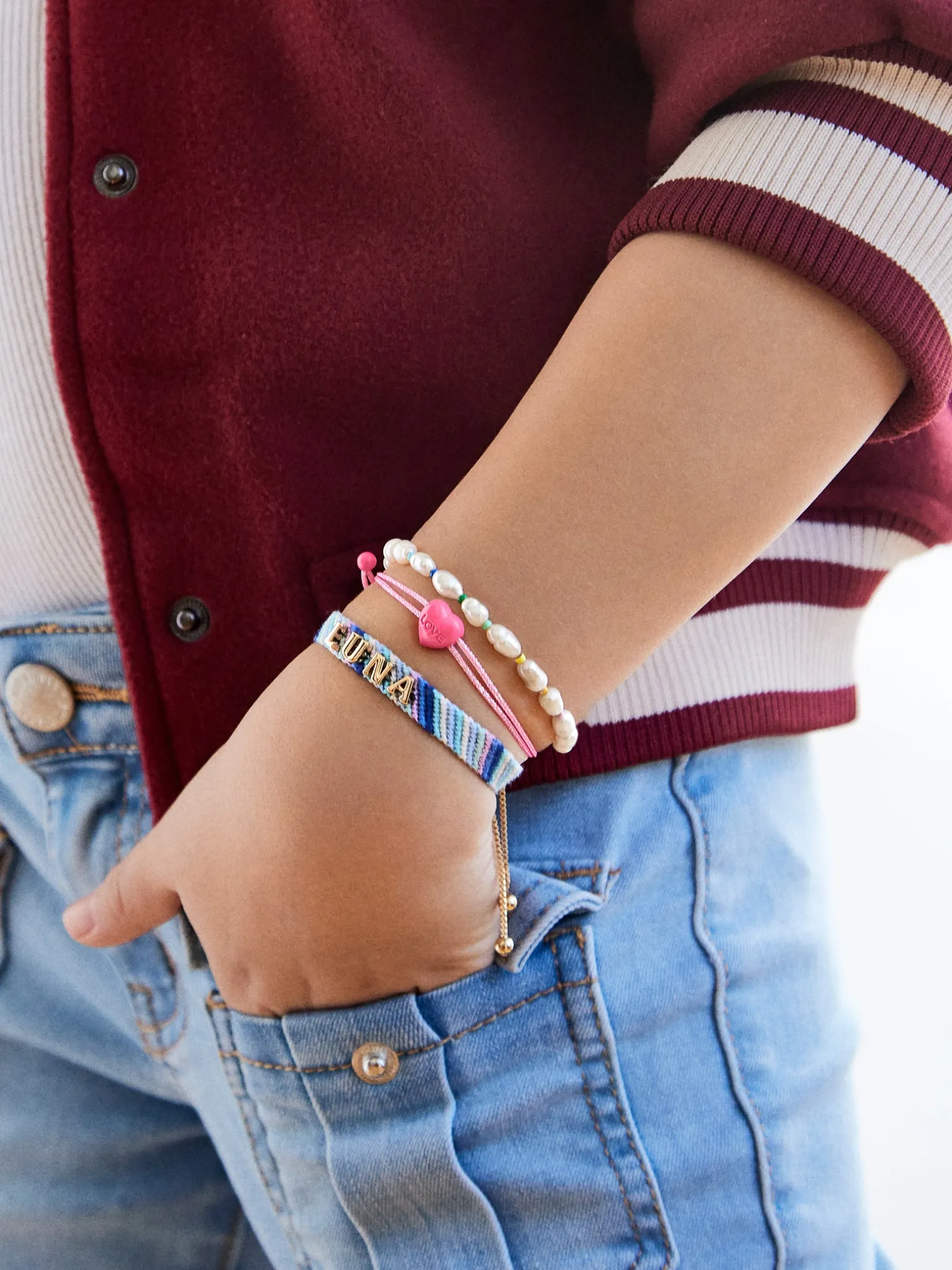 Woven Kids' Custom Friendship Bracelet - Blue Ombre Stripe