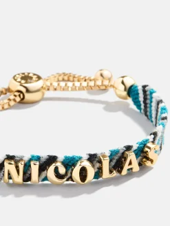 Woven Kids' Custom Friendship Bracelet - Blue/Black Stripe