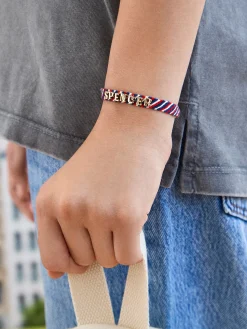 Woven Kids' Custom Friendship Bracelet - Red/Blue Stripe