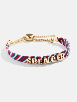 Woven Kids' Custom Friendship Bracelet - Red/Blue Stripe