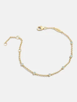 Yasmine 18K Gold Vermeil Birthstone Bracelet - Aquamarine