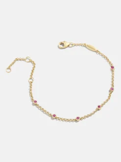 Yasmine 18K Gold Vermeil Birthstone Bracelet - Ruby