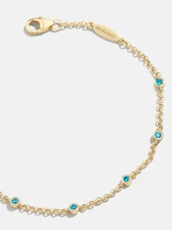 Yasmine 18K Gold Vermeil Birthstone Bracelet - Blue Zircon