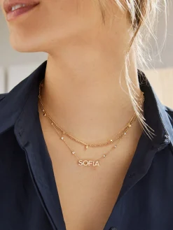 Yasmine Sterling Silver Custom Nameplate Necklace - Pavé/Silver