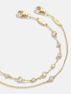 Yolanda 18K Gold Vermeil Bracelet Set - Gold/Pavé