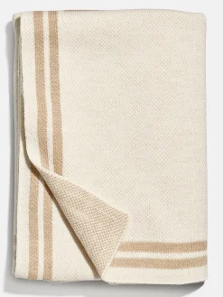 Your Name In Stripes Custom Blanket - Beige/Tan