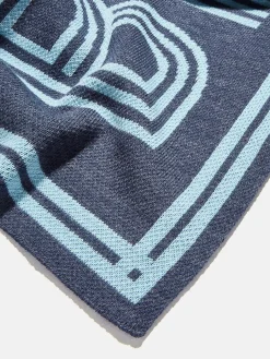 Your Name In Stripes Custom Blanket - Light Blue / Dark Blue