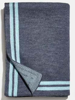 Your Name In Stripes Custom Blanket - Light Blue / Dark Blue