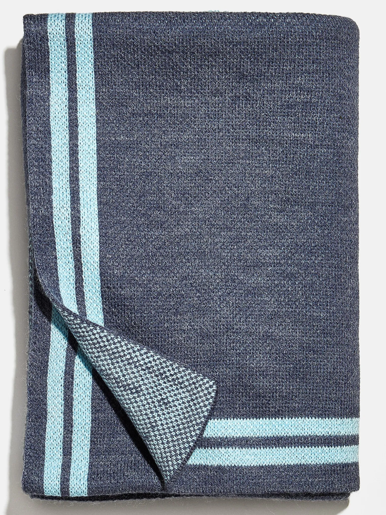 Your Name In Stripes Custom Blanket - Light Blue / Dark Blue