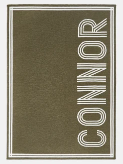 Your Name In Stripes Custom Blanket - Natural / Olive