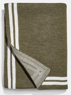 Your Name In Stripes Custom Blanket - Natural / Olive